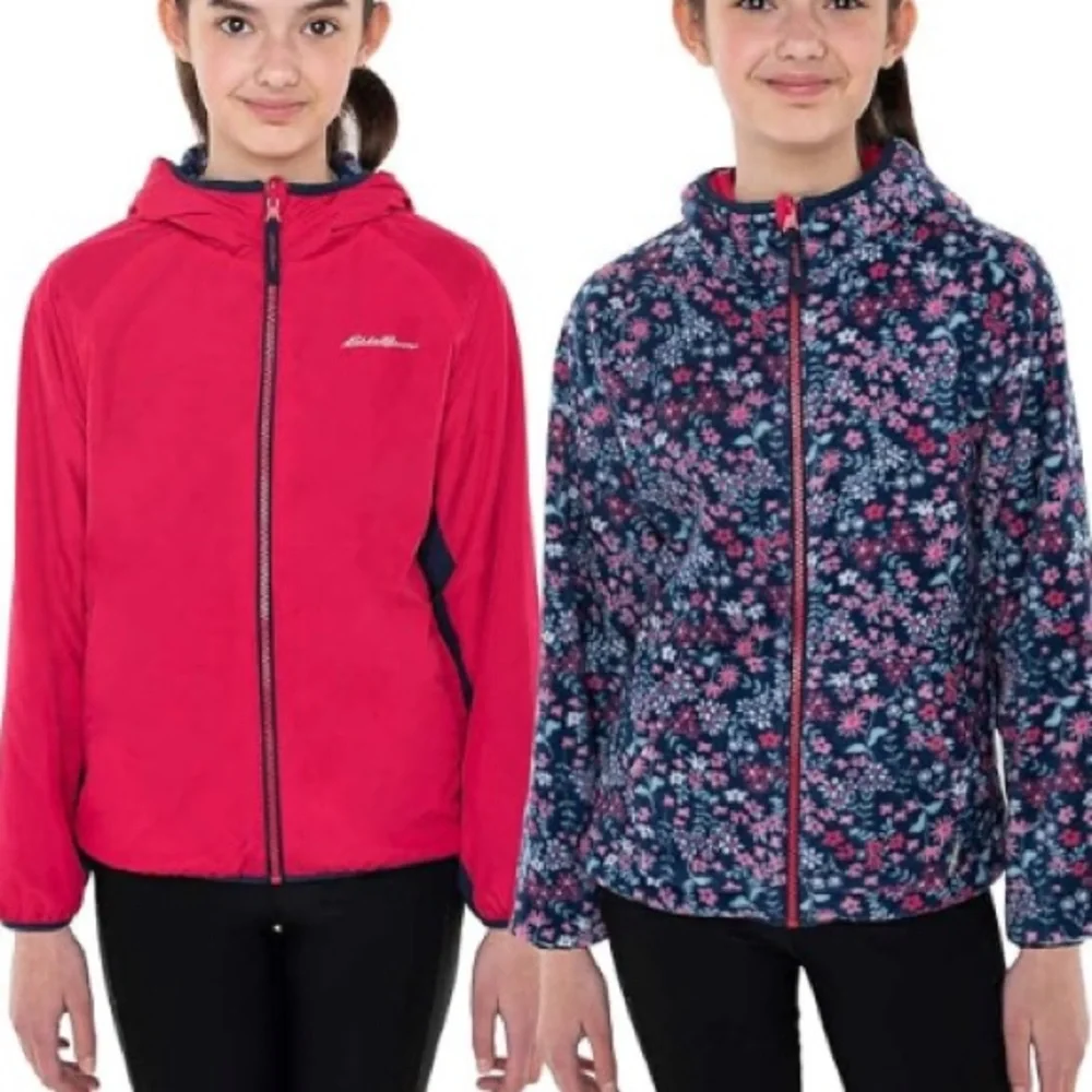 Eddie Bauer Girls' Lightweight Reversible Hooded Fleece Jacket | M 10-12